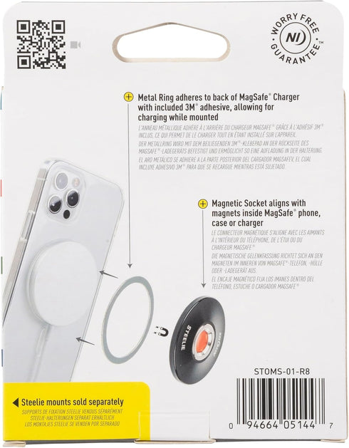 Nite Ize Steelie Orbiter Plus Magnetic Socket and Metal Ring - Car Dashboard with Magnetic Mount - Sturdy Dashboard Mount for Cell Phone - Black...